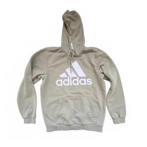 Adidas Men's Hoodie Sweatshirt Beige Medium
